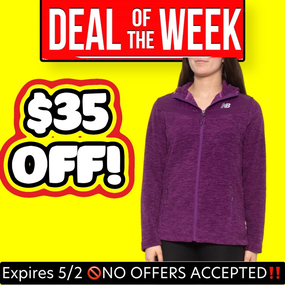 🔥🆕 New Balance Quilted Polar Fleece Hooded Jacket purple☔️